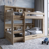 Детская двухъярусная кровать LION Майнкрафт 90х190 см с ящиком Дуб Сонома (LION-041538)