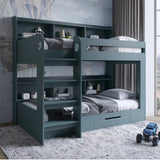 Детская двухъярусная кровать LION Майнкрафт 90х190 см с ящиком Гранит серый (LION-041534)