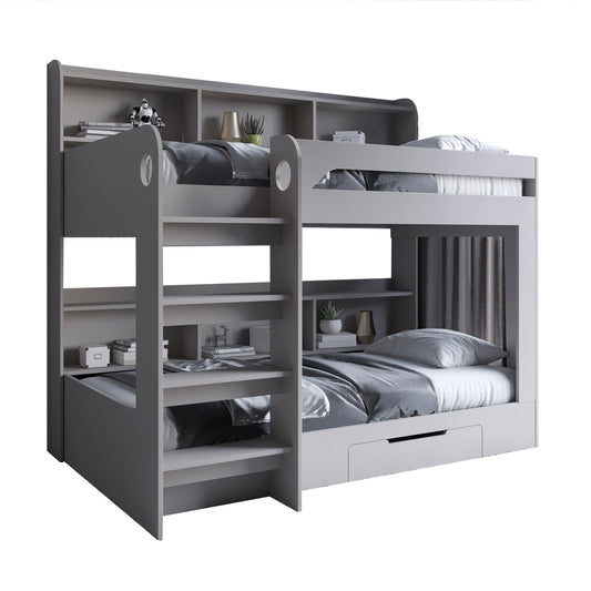 Детская двухъярусная кровать LION Майнкрафт 90х190 см с ящиком Кашемир (LION-041540)