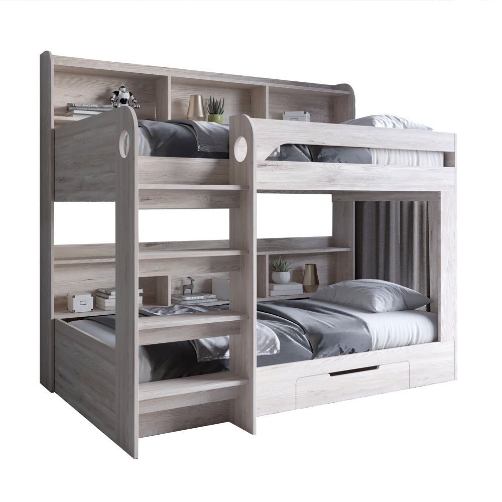 Детская двухъярусная кровать LION Майнкрафт 90х190 см с ящиком Самоа Дымчатый (LION-041543)