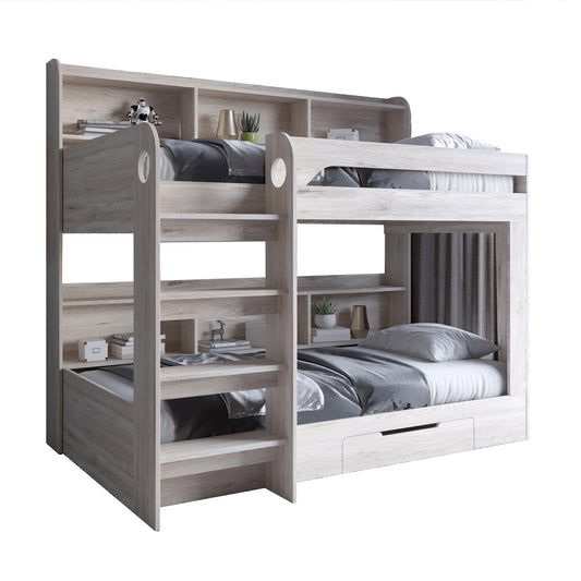 Детская двухъярусная кровать LION Майнкрафт 90х190 см с ящиком Самоа Дымчатый (LION-041543)