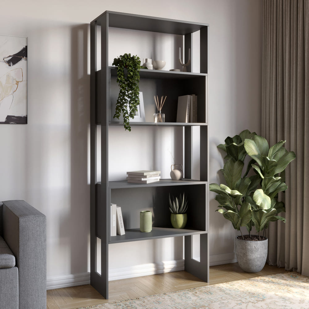 Модуль-6 стеллаж полки без фасадов LION Нобу Антрацит (LION-042214)