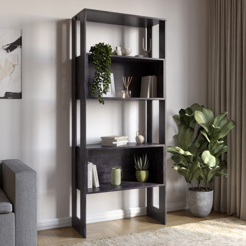 Модуль-6 стеллаж полки без фасадов LION Нобу Бетон темный (LION-042220)