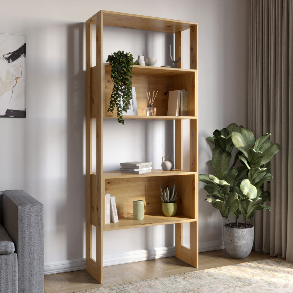 Модуль-6 стеллаж полки без фасадов LION Нобу Дуб Артизан (LION-042222)