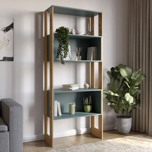 Модуль-6 стеллаж полки без фасадов LION Нобу Гранит серый/Дуб Артизан (LION-042233)