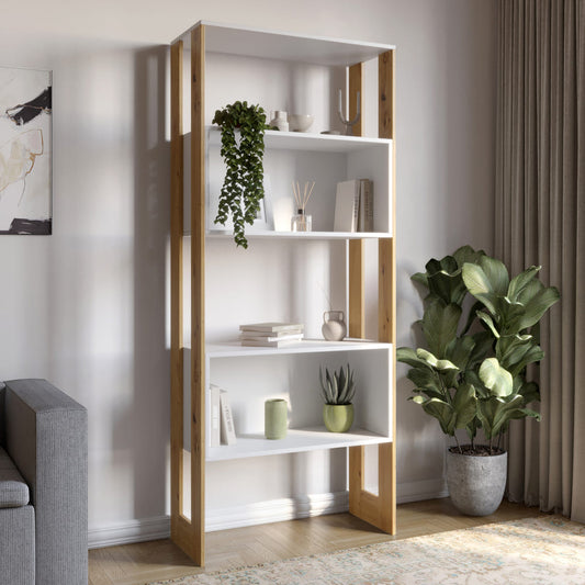 Модуль-6 стеллаж полки без фасадов LION Нобу Нимфея Альба/Дуб Артизан (LION-042234)