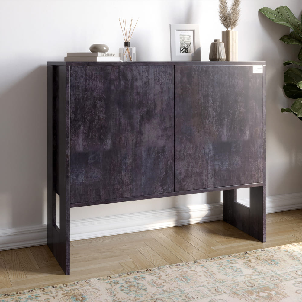 Комод-1 2-х дверный LION Нобу 90х34х80 см Бетон темный (LION-042260)