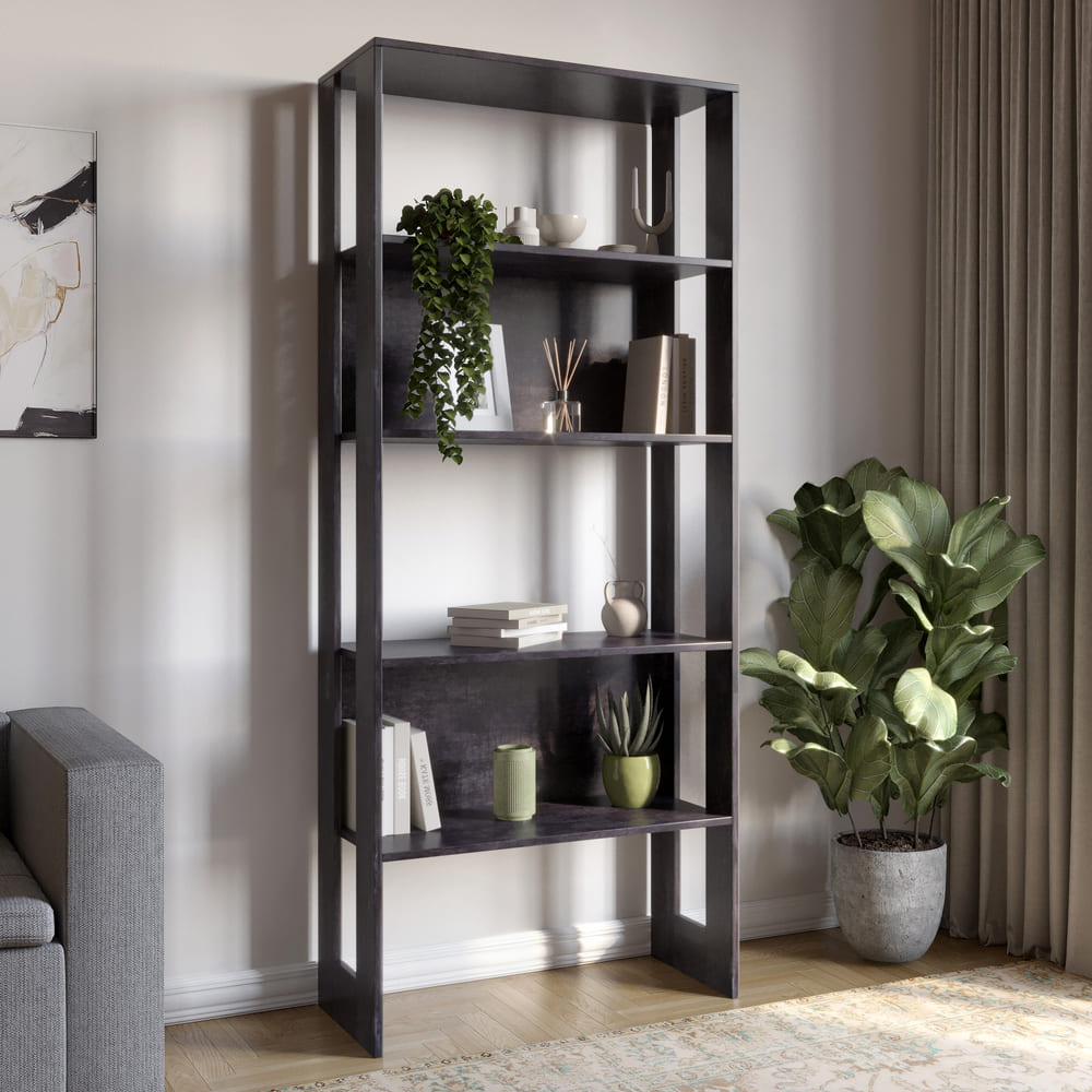 Модуль-1 стеллаж полки LION Нобу Бетон темный (LION-042386)