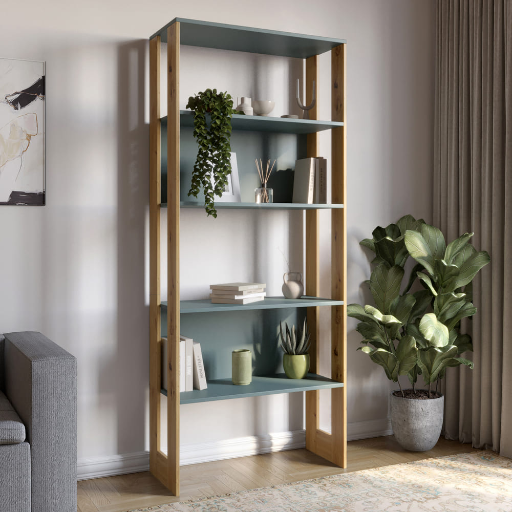 Модуль-1 стеллаж полки LION Нобу Нимфея Альба/Дуб Артизан (LION-042417)