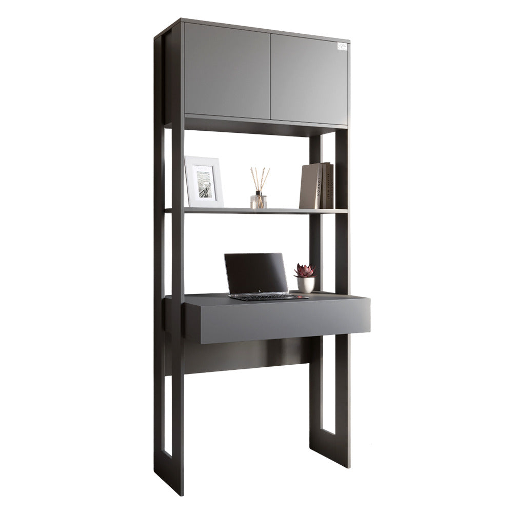 Модуль-2 стеллаж со столом и полками LION Нобу Антрацит (LION-042218)