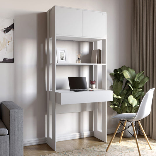 Модуль-2 стеллаж со столом и полками LION Нобу Нимфея Альба (LION-042448) ТОП