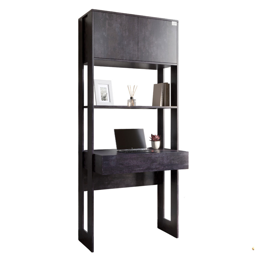 Модуль-2 стеллаж со столом и полками LION Нобу Бетон темный (LION-042421)