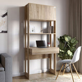 Модуль-2 стеллаж со столом и полками LION Нобу Дуб Сонома трюфель (LION-042445)