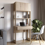 Модуль-2 стеллаж со столом и полками LION Нобу Дуб Сонома (LION-042444)