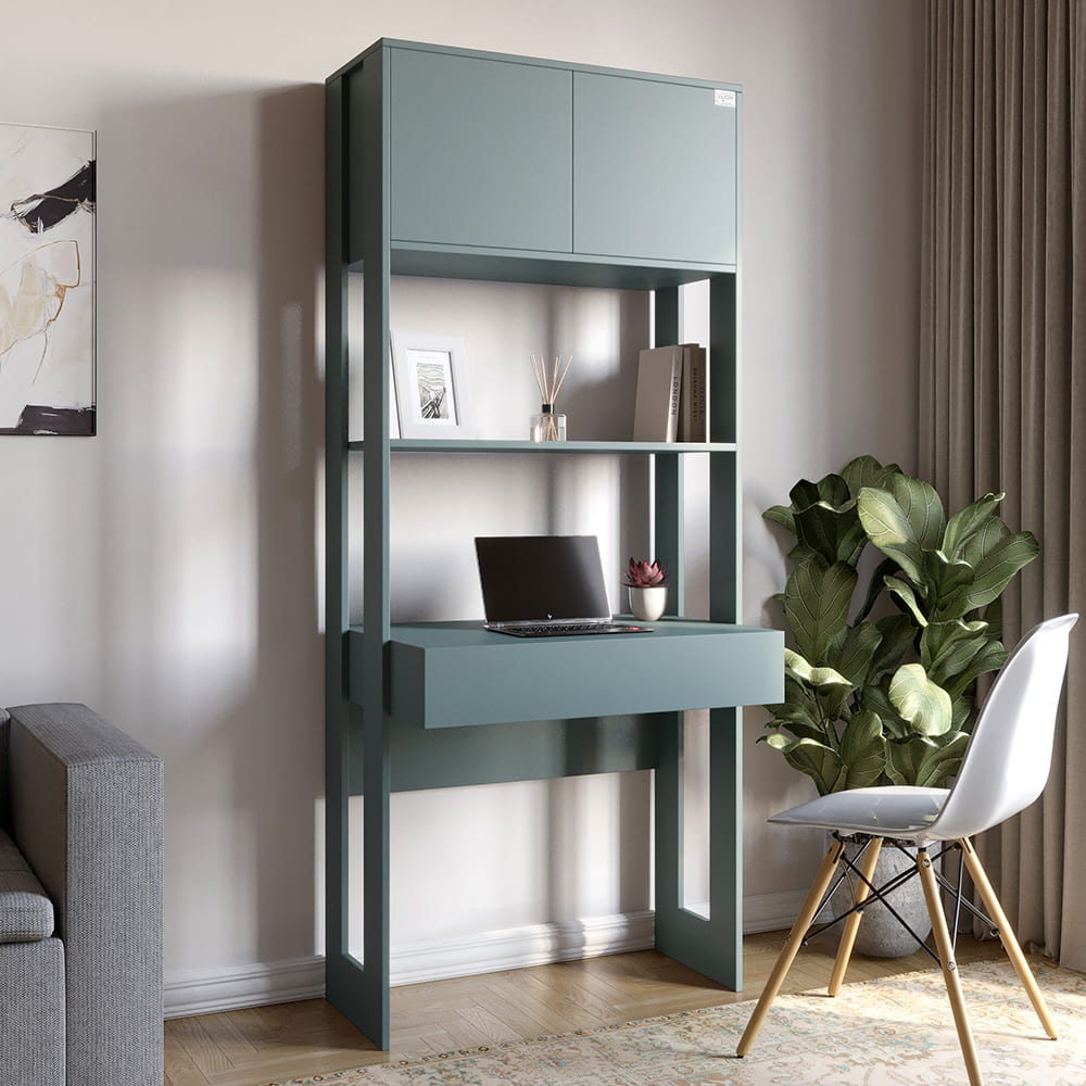 Модуль-2 стеллаж со столом и полками LION Нобу Гранит серый (LION-042446)