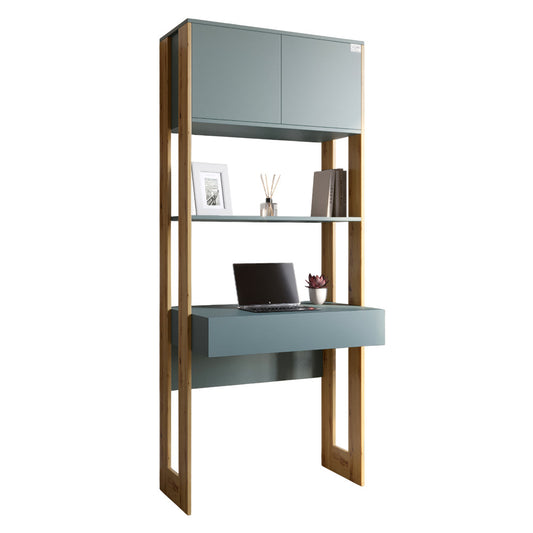 Модуль-2 стеллаж со столом и полками LION Нобу Гранит серый/Дуб Артизан (LION-042453)