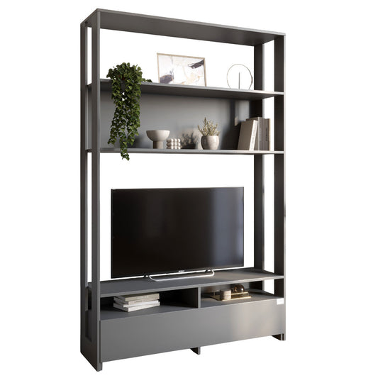 Модуль-4 стеллаж с полками и тумбой под ТВ LION Нобу Антрацит (LION-042237)