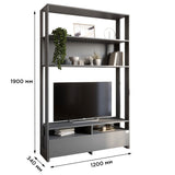 Модуль-4 стеллаж с полками и тумбой под ТВ LION Нобу Бетон темный (LION-042426)