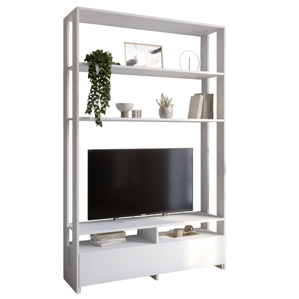 Модуль-4 стеллаж с полками и тумбой под ТВ LION Нобу Нимфея Альба (LION-042434)