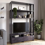 Модуль-4 стеллаж с полками и тумбой под ТВ LION Нобу Бетон темный (LION-042426)