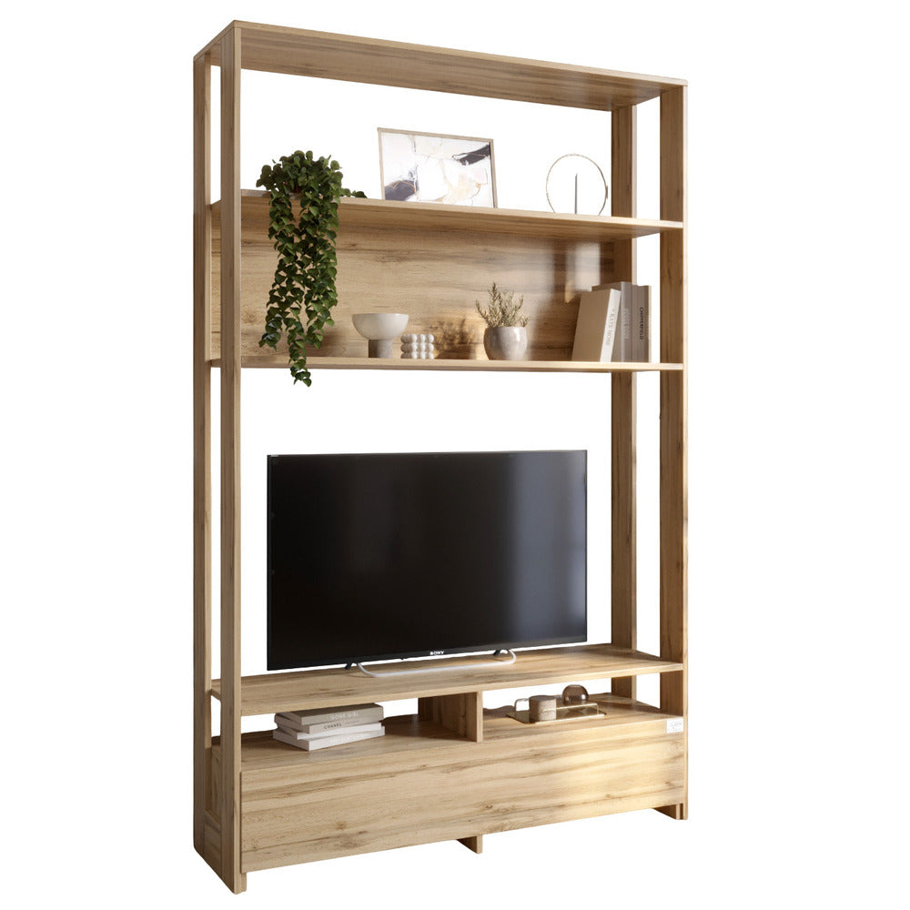 Модуль-4 стеллаж с полками и тумбой под ТВ LION Нобу Дуб Аппалачи (LION-042427)