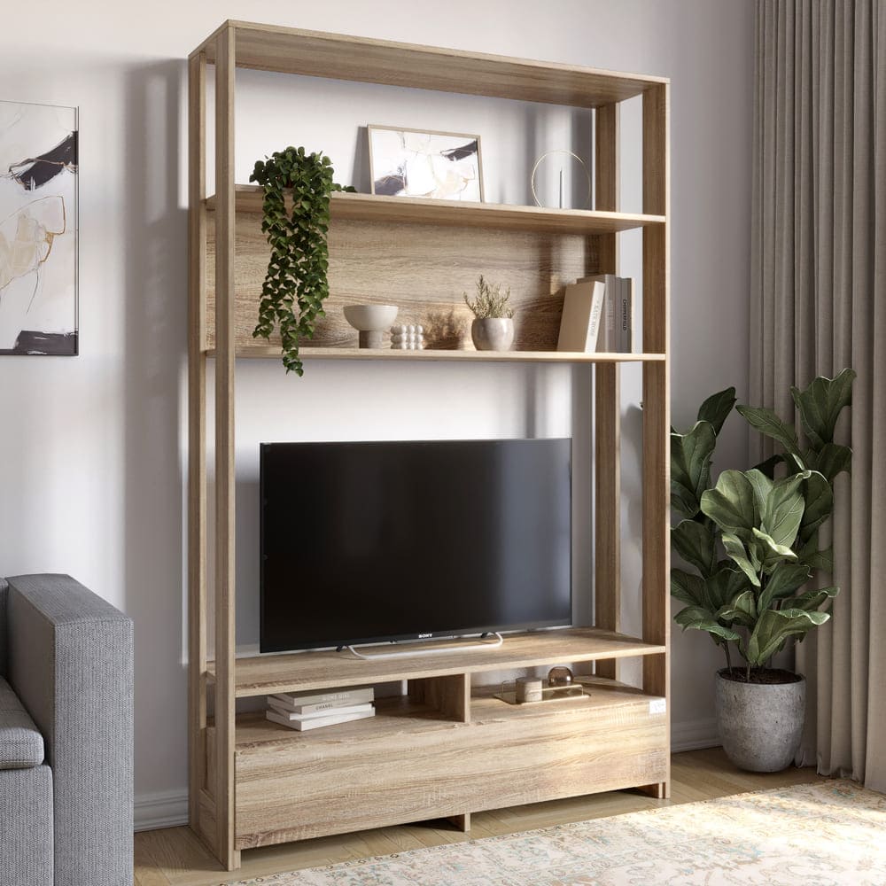 Модуль-4 стеллаж с полками и тумбой под ТВ LION Нобу Дуб Сонома трюфель (LION-042431)