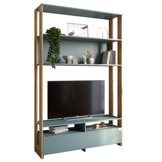 Модуль-4 стеллаж с полками и тумбой под ТВ LION Нобу Гранит серый/Дуб Артизан (LION-042439)