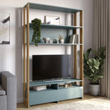 Модуль-4 стеллаж с полками и тумбой под ТВ LION Нобу Гранит серый/Дуб Артизан (LION-042439)