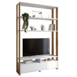 Модуль-4 стеллаж с полками и тумбой под ТВ LION Нобу Нимфея Альба/Дуб Артизан (LION-042440)