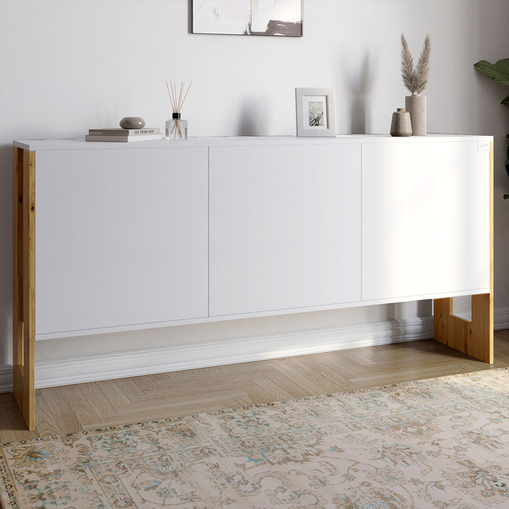 Комод-2 3-дверный LION Нобу 160х34х80 см Нимфея Альба/Дуб Артизан (LION-042382)