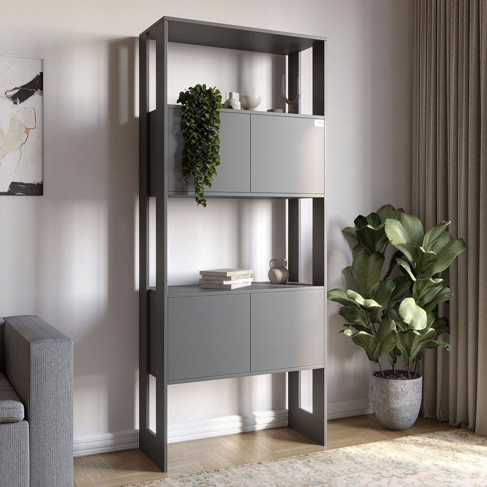 Модуль-5 стеллаж полки с фасадами LION Нобу Антрацит (LION-042239)