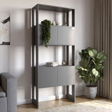 Модуль-5 стеллаж полки с фасадами LION Нобу Антрацит (LION-042239)