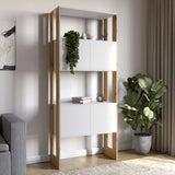 Модуль-5 стеллаж полки с фасадами LION Нобу Нимфея Альба/Дуб Артизан (LION-042256)