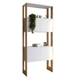 Модуль-5 стеллаж полки с фасадами LION Нобу Нимфея Альба/Дуб Артизан (LION-042256)