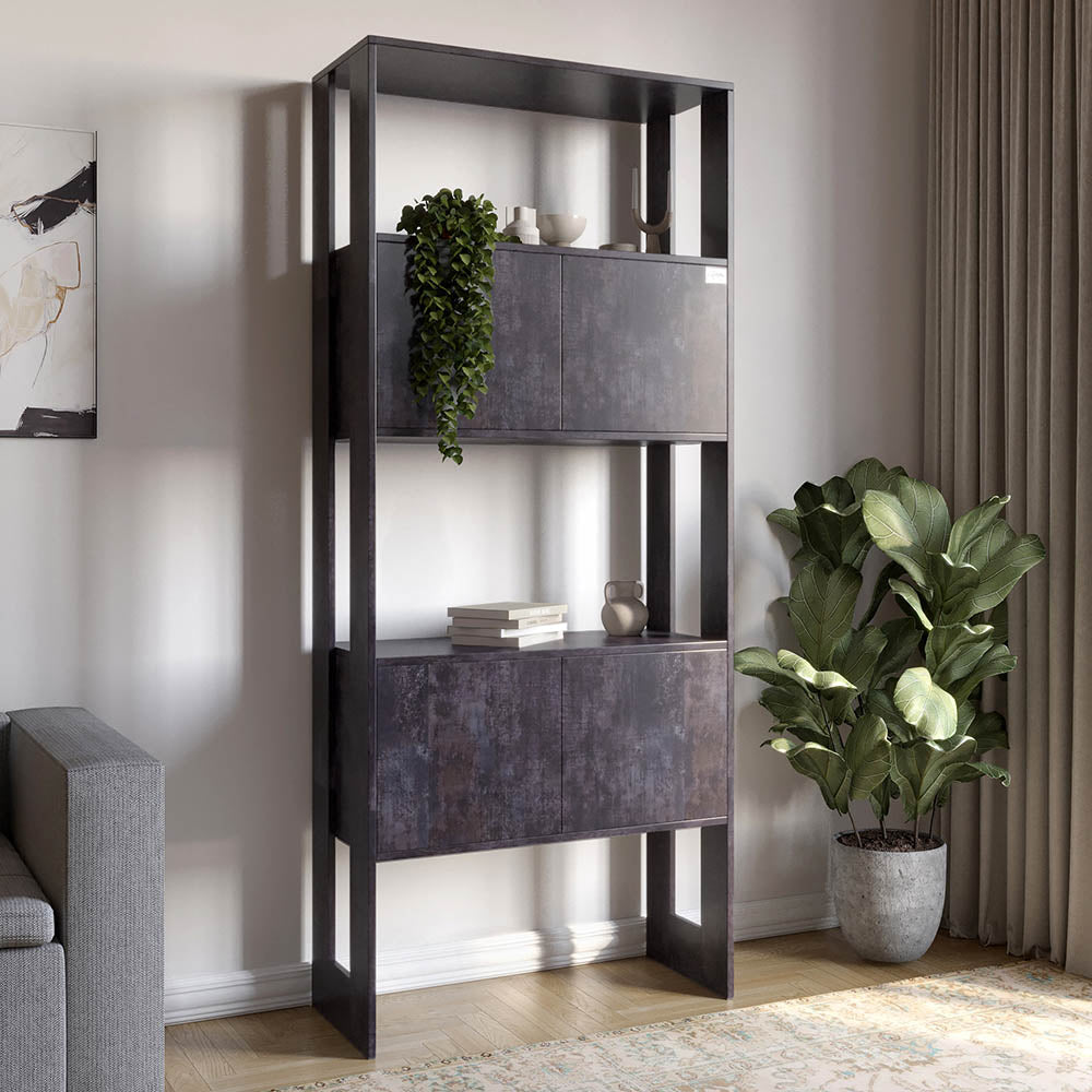 Модуль-5 стеллаж полки с фасадами LION Нобу Бетон темный (LION-042242)