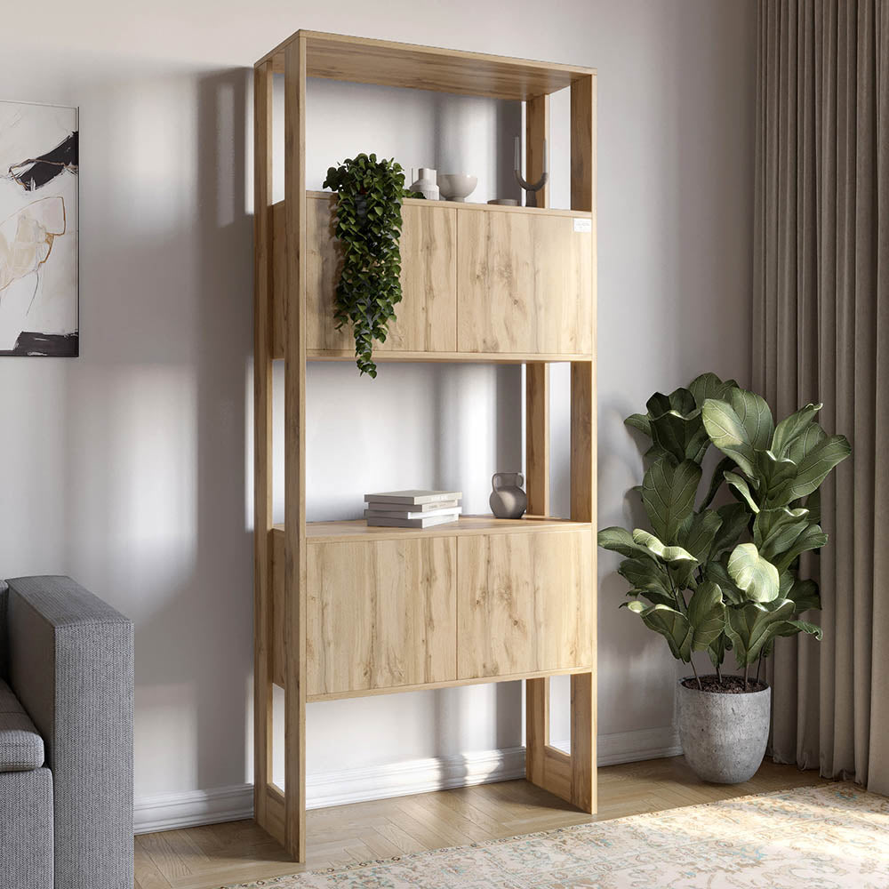 Модуль-5 стеллаж полки с фасадами LION Нобу Дуб Аппалачи (LION-042243)