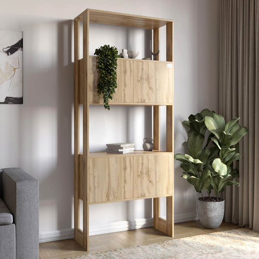 Модуль-5 стеллаж полки с фасадами LION Нобу Дуб Аппалачи (LION-042243)