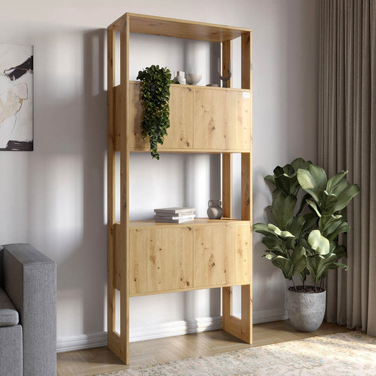 Модуль-5 стеллаж полки с фасадами LION Нобу Дуб Артизан (LION-042244)