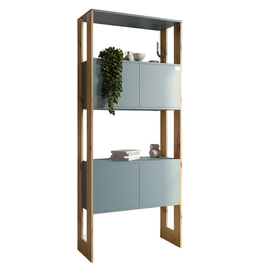 Модуль-5 стеллаж полки с фасадами LION Нобу Гранит серый/Дуб Артизан (LION-042255)