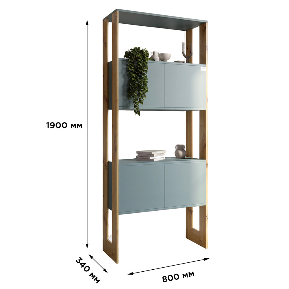 Модуль-5 стеллаж полки с фасадами LION Нобу Бетон темный (LION-042242)