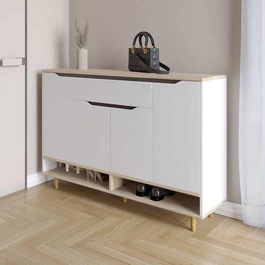 Тумба для обуви в прихожуюLION Салливан Тумба-2 Нимфея Альба (белый)/Дуб Сонома (LION-041134)