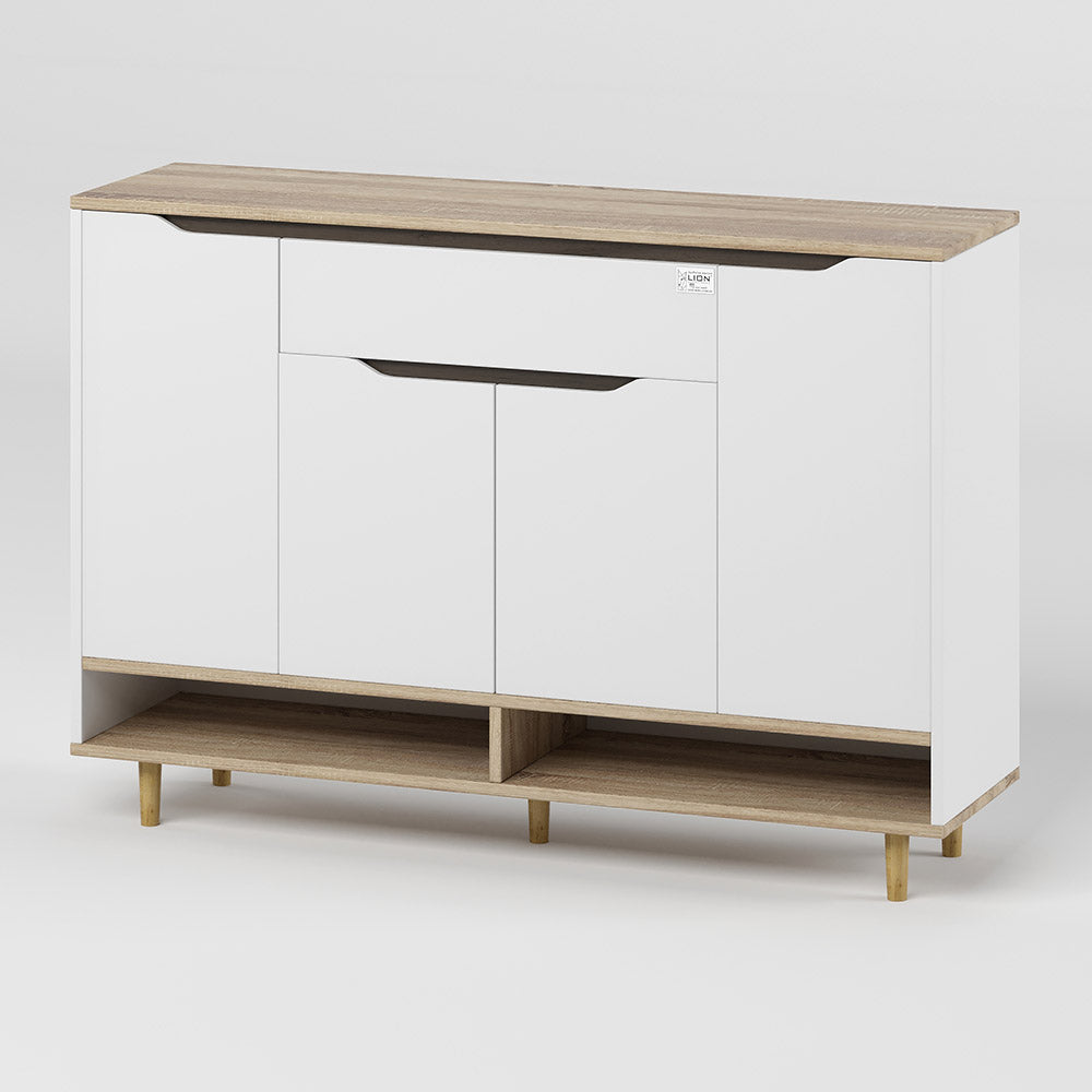 Тумба для обуви в прихожуюLION Салливан Тумба-2 Нимфея Альба (белый)/Дуб Сонома Трюфель (LION-041135)