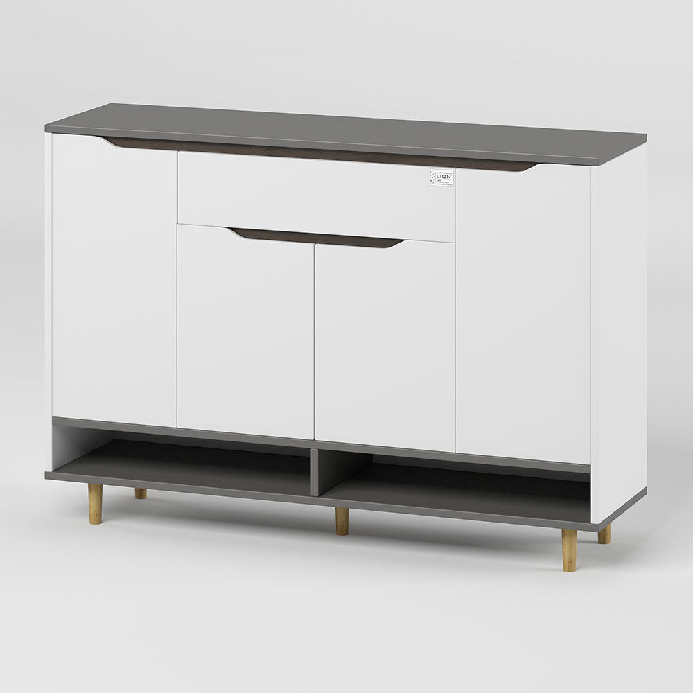 Тумба для обуви в прихожуюLION Салливан Тумба-2 Нимфея Альба (белый)/Антрацит (LION-041139)