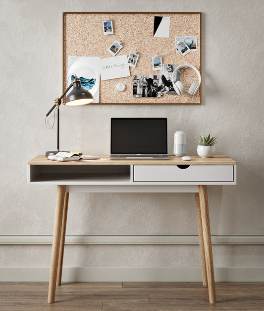 Письменный стол LION Сканди-1 Нимфея Альба (белый)/Дуб Артизан (столешница) (LION-041394) ТОП