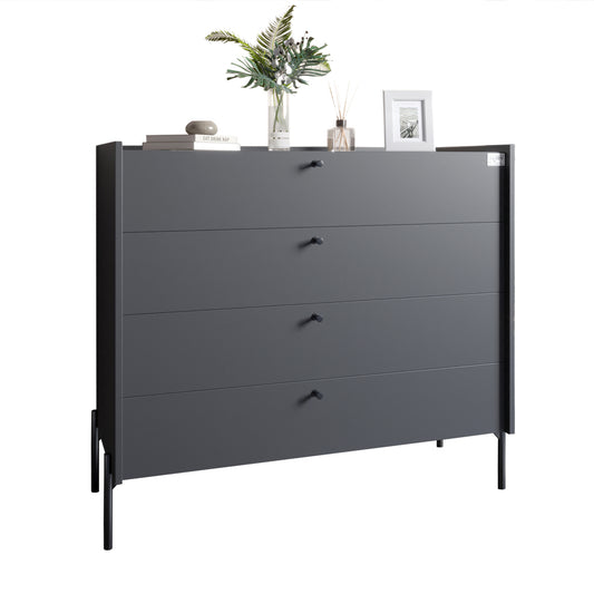 Комод с 4 ящиками LION Wood с черными ножками 100х90х45 см Антрацит (LION-042972)