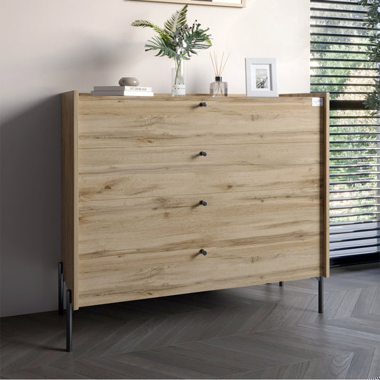 Комод с 4 ящиками LION Wood с черными ножками 100х90х45 см Дуб Аппалачи (LION-042977)