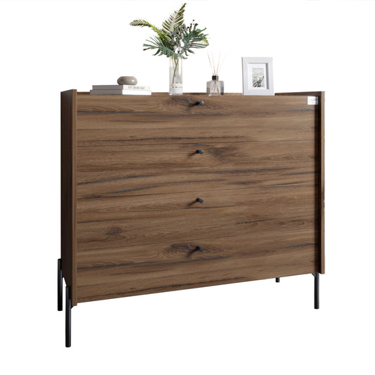 Комод с 4 ящиками LION Wood с черными ножками 100х90х45 см Дуб Ливорно (LION-042979)