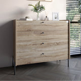 Комод с 4 ящиками LION Wood с черными ножками 100х90х45 см Дуб Сонома Трюфель (LION-042981)