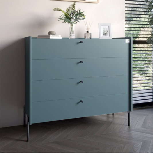 Комод с 4 ящиками LION Wood с черными ножками 100х90х45 см Гранит серый (LION-042976)