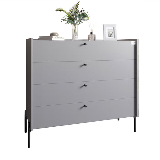 Комод с 4 ящиками LION Wood с черными ножками 100х90х45 см Кашемир (LION-042982)